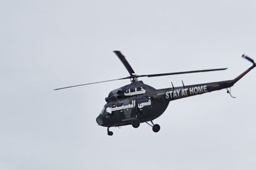 RAK Police helicopters take to the air to boost awareness about staying indoors