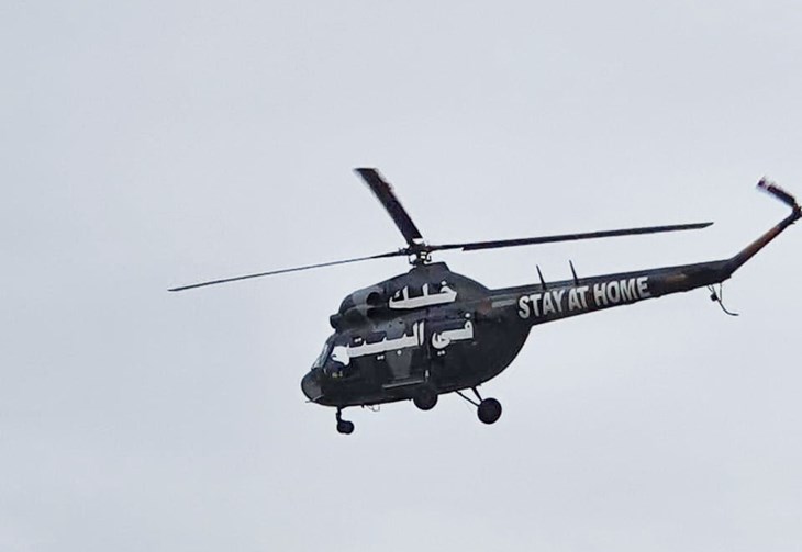 RAK Police helicopters take to the air to boost awareness about staying indoors
