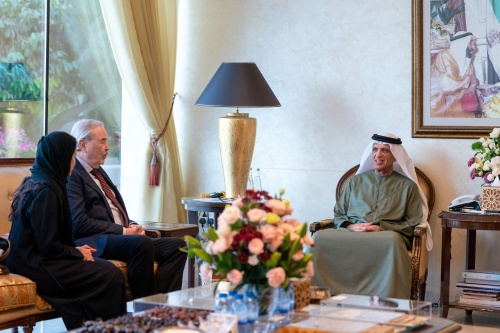 Saud bin Saqr receives CEO of Rotana Hotel Management Corporation